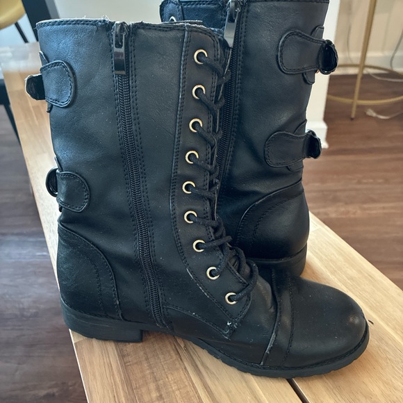 ❄️Quilted Black Combat Boots Size 7.5 - Picture 6 of 8